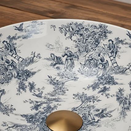 REA-U3608 - JULIANA 40 cm Countertop Basin, Ceramic, White/Blue