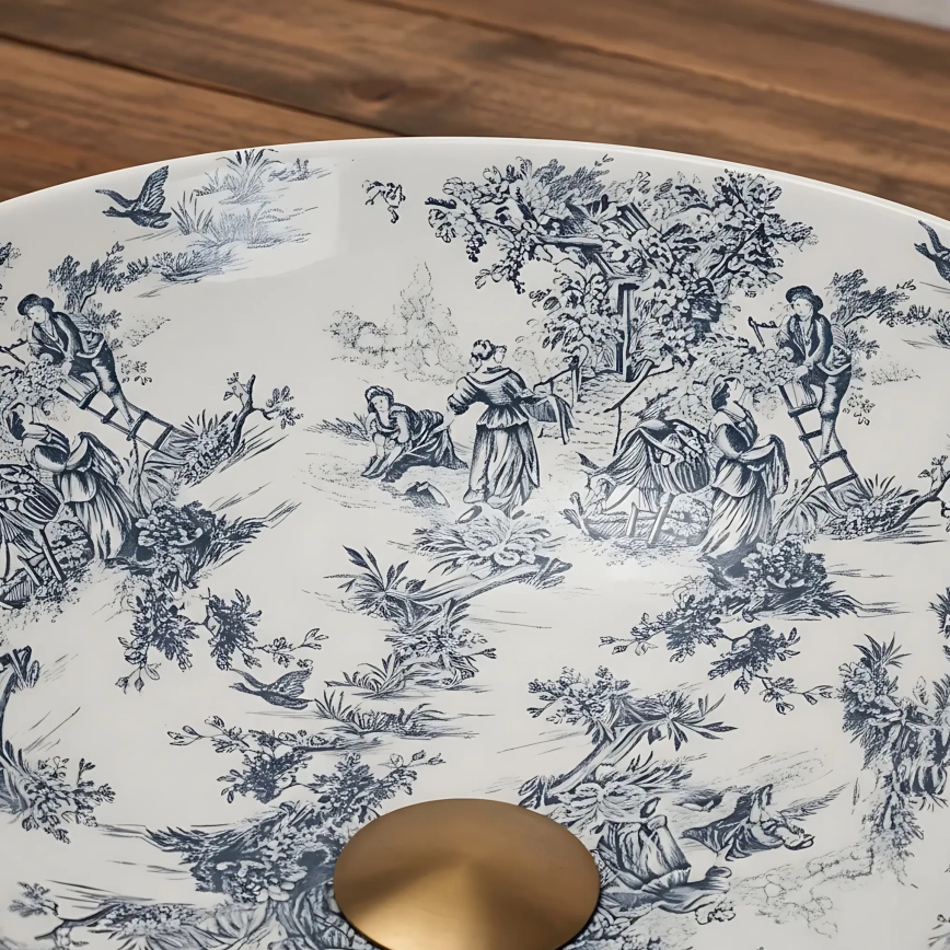 REA-U3608 - JULIANA 40 cm Countertop Basin, Ceramic, White/Blue