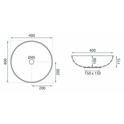 REA-U3608 - JULIANA 40 cm Countertop Basin, Ceramic, White/Blue