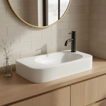 REA-U3610 - ODETTA countertop/wall-mounted washbasin 25x51 cm ceramic/glossy white