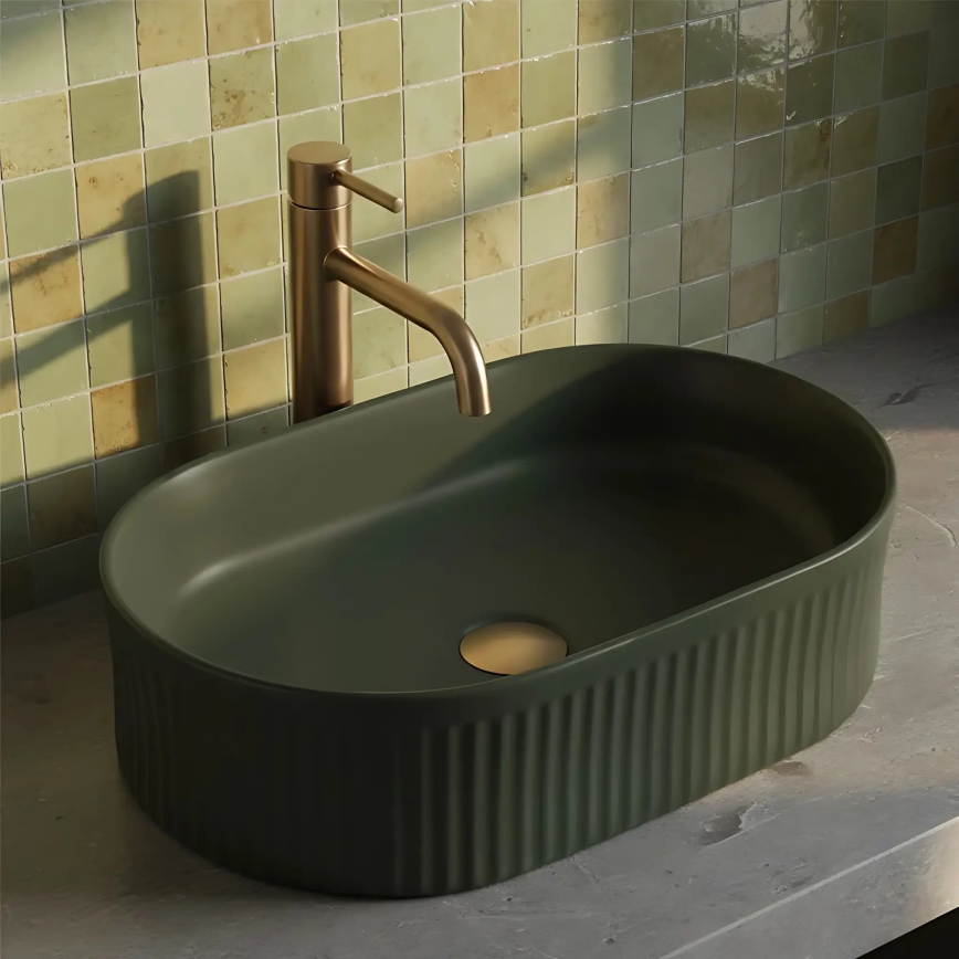 REA-U3611 - VANDA countertop basin 31x49 cm, ceramic/dark green