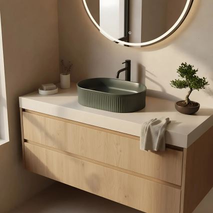 REA-U3611 - VANDA countertop basin 31x49 cm, ceramic/dark green