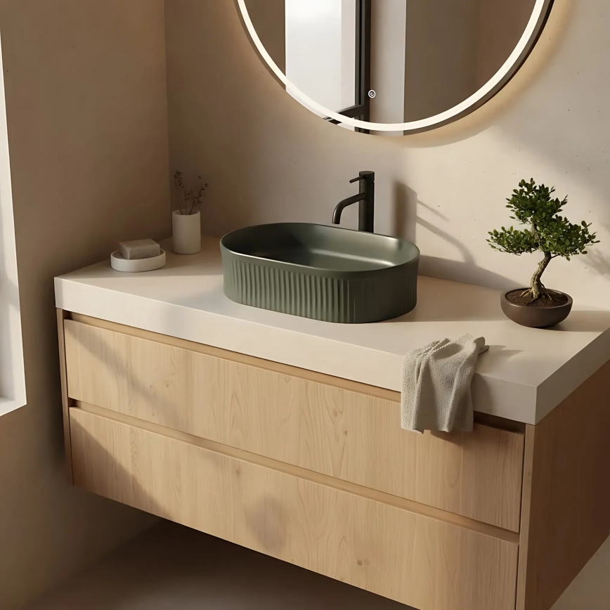 REA-U3611 - VANDA countertop basin 31x49 cm, ceramic/dark green