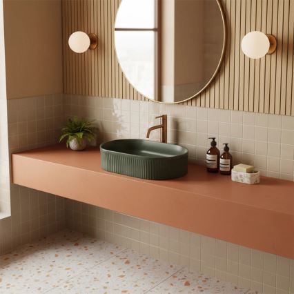 REA-U3611 - VANDA countertop basin 31x49 cm, ceramic/dark green