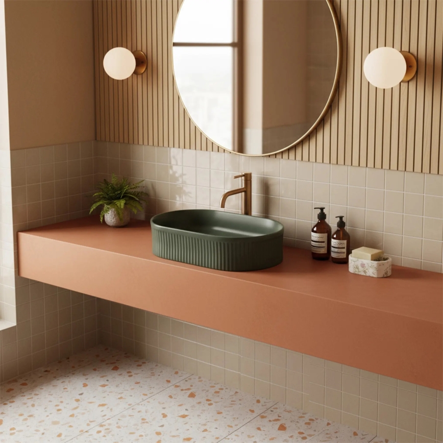 REA-U3611 - VANDA countertop basin 31x49 cm, ceramic/dark green