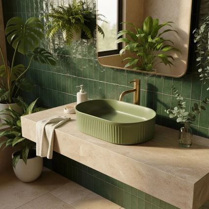 REA-U3612 - VANDA Countertop Basin 31x49 cm ceramic/green