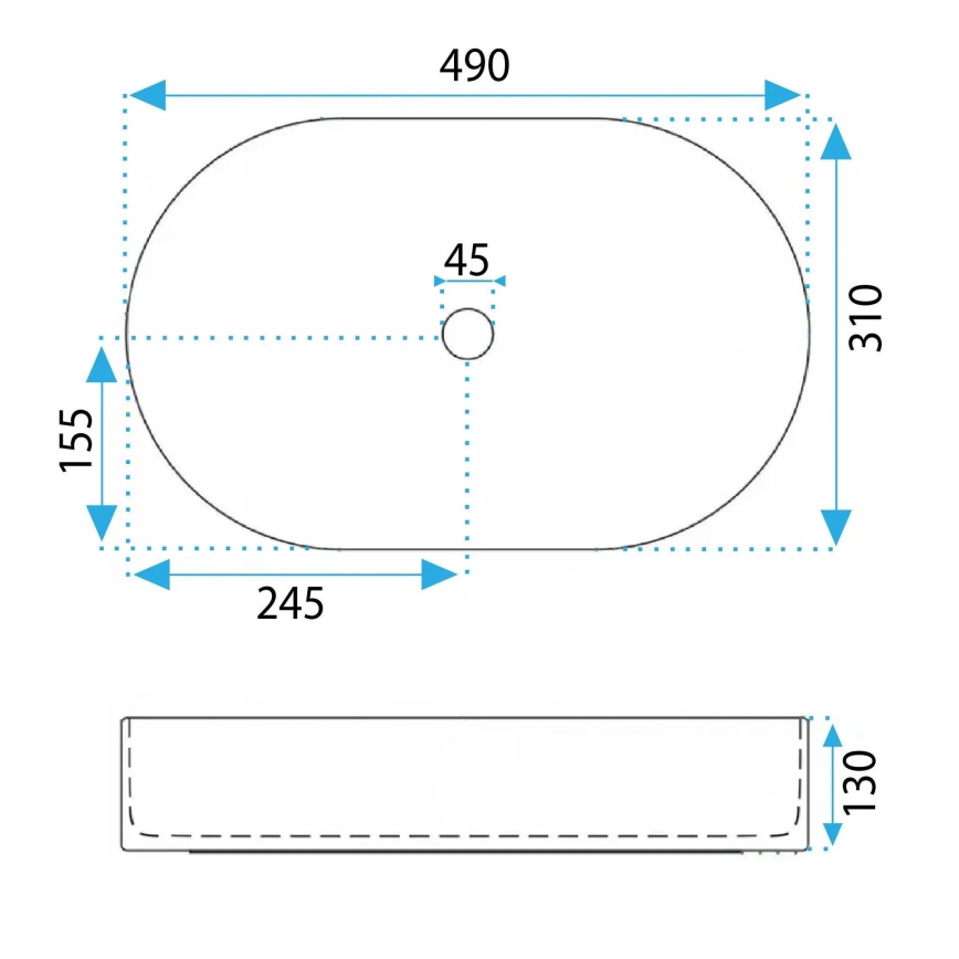REA-U3612 - VANDA Countertop Basin 31x49 cm ceramic/green