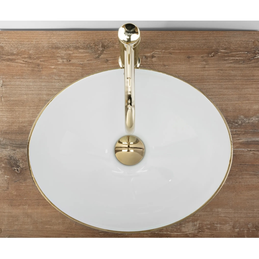 REA-U3697 - SOFIA Countertop Basin 34.5 x 41 cm ceramic/white/brushed gold