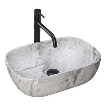 REA-U3800 - Countertop Basin LIVIA 33,5x46,5 cm ceramic/grey/stone effect