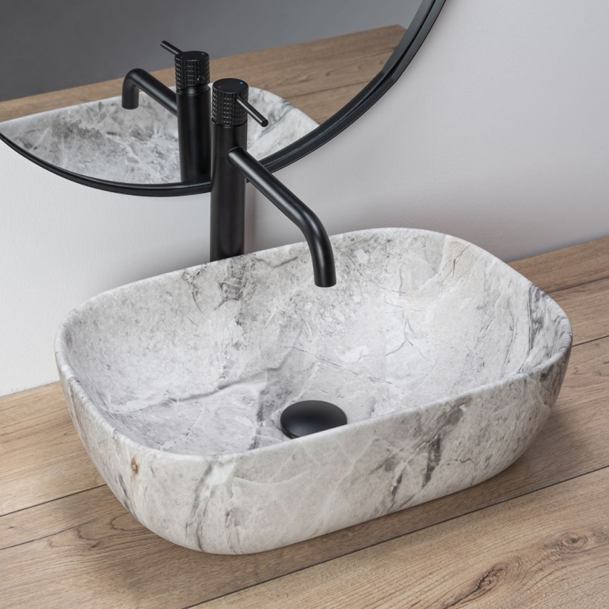 REA-U3800 - Countertop Basin LIVIA 33,5x46,5 cm ceramic/grey/stone effect