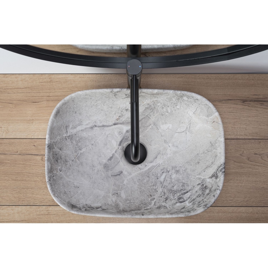 REA-U3800 - Countertop Basin LIVIA 33,5x46,5 cm ceramic/grey/stone effect