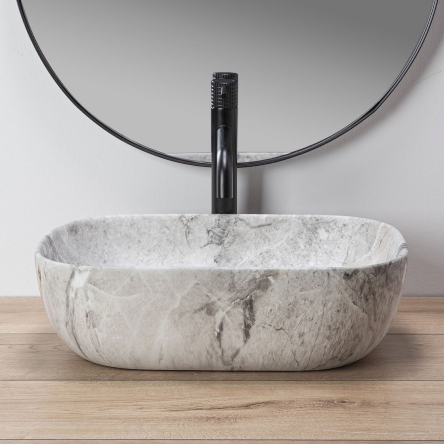 REA-U3800 - Countertop Basin LIVIA 33,5x46,5 cm ceramic/grey/stone effect
