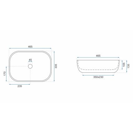 REA-U3800 - Countertop Basin LIVIA 33,5x46,5 cm ceramic/grey/stone effect