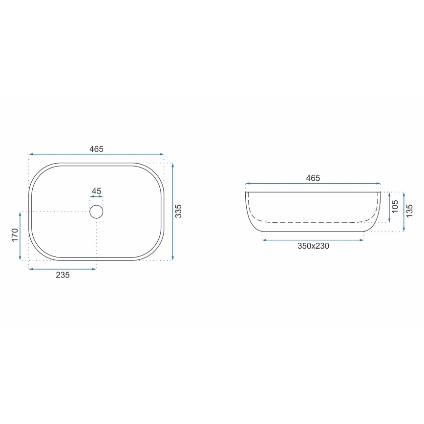 REA-U3800 - Countertop Basin LIVIA 33,5x46,5 cm ceramic/grey/stone effect