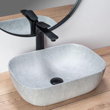 REA-U3801 - Countertop basin LIVIA 33,5x46,5 cm ceramic/grey/stone effect