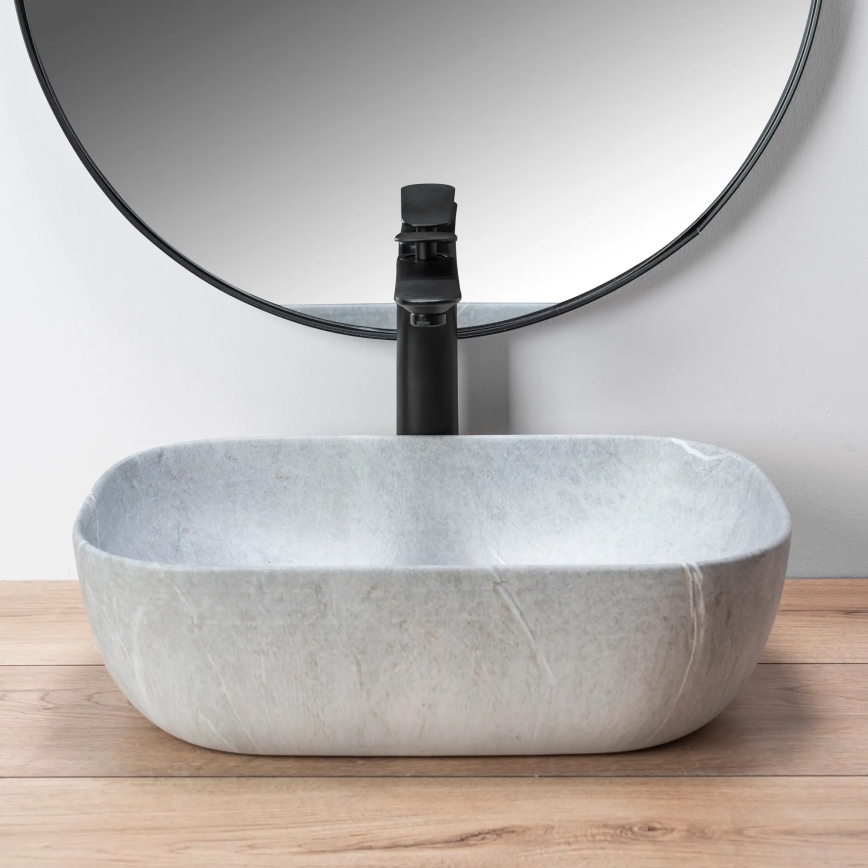 REA-U3801 - Countertop basin LIVIA 33,5x46,5 cm ceramic/grey/stone effect