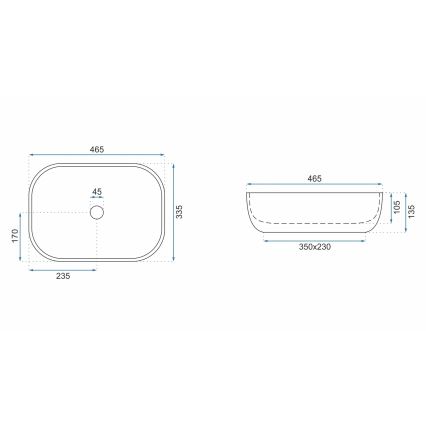 REA-U3801 - Countertop basin LIVIA 33,5x46,5 cm ceramic/grey/stone effect