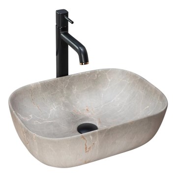 REA-U3802 - LIVIA Countertop Washbasin 33.5x46.5 cm ceramic/grey/marble decor