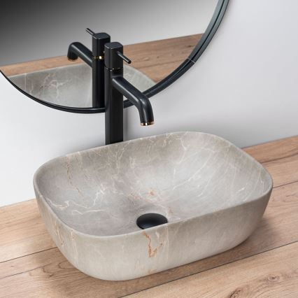 REA-U3802 - LIVIA Countertop Washbasin 33.5x46.5 cm ceramic/grey/marble decor