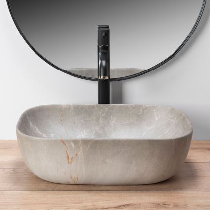 REA-U3802 - LIVIA Countertop Washbasin 33.5x46.5 cm ceramic/grey/marble decor