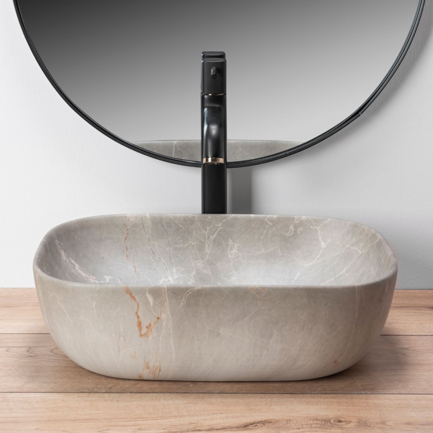 REA-U3802 - LIVIA Countertop Washbasin 33.5x46.5 cm ceramic/grey/marble decor
