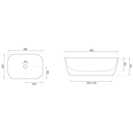 REA-U4000 - BELINDA Countertop Basin 33 x 46.5 cm, ceramic/stone effect