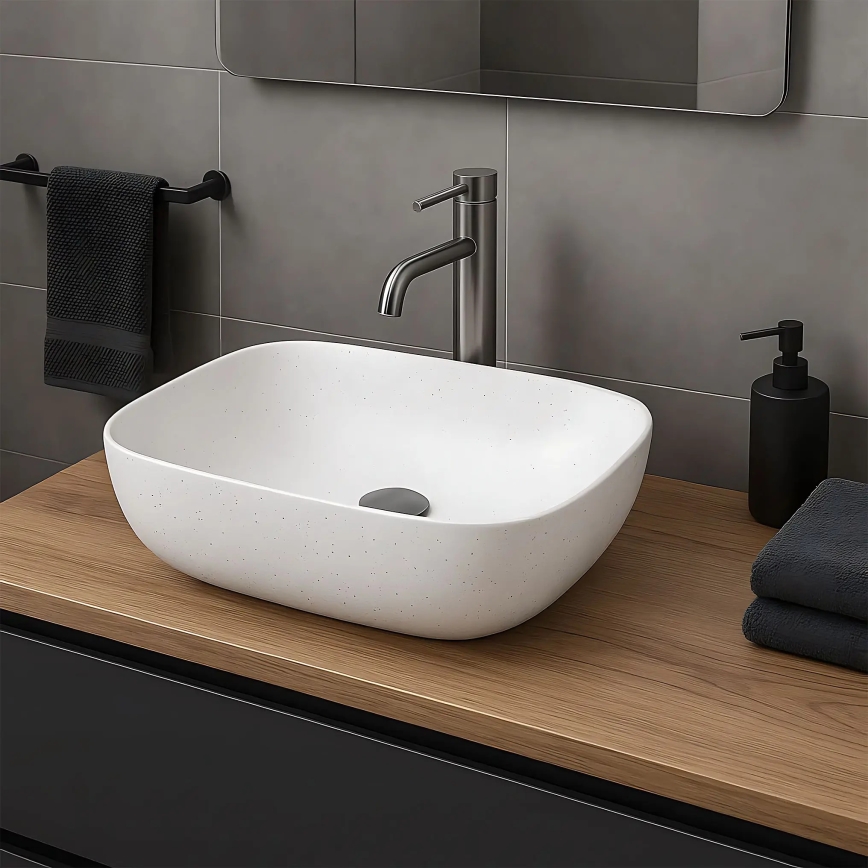 REA-U4001 - BELINDA Countertop Basin 33.5 x 46.5 cm, Ceramic / Matte White