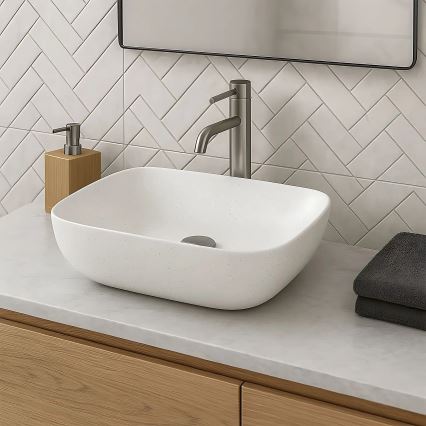 REA-U4001 - BELINDA Countertop Basin 33.5 x 46.5 cm, Ceramic / Matte White