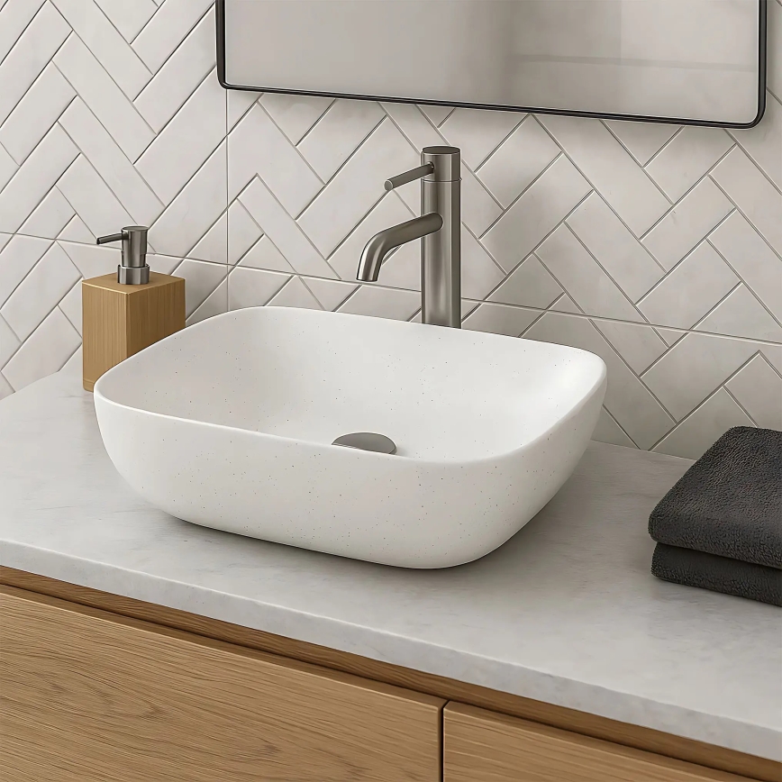 REA-U4001 - BELINDA Countertop Basin 33.5 x 46.5 cm, Ceramic / Matte White