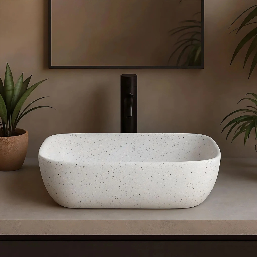 REA-U4001 - BELINDA Countertop Basin 33.5 x 46.5 cm, Ceramic / Matte White