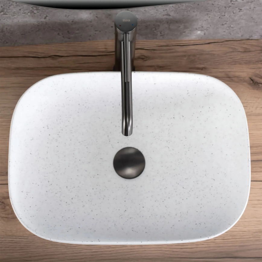 REA-U4001 - BELINDA Countertop Basin 33.5 x 46.5 cm, Ceramic / Matte White