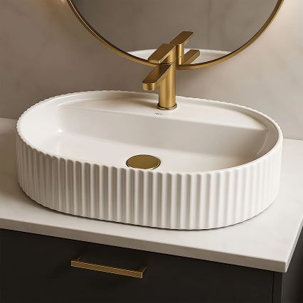 REA-U4002 - Countertop washbasin MARCELA 37x60 cm ceramic/glossy white