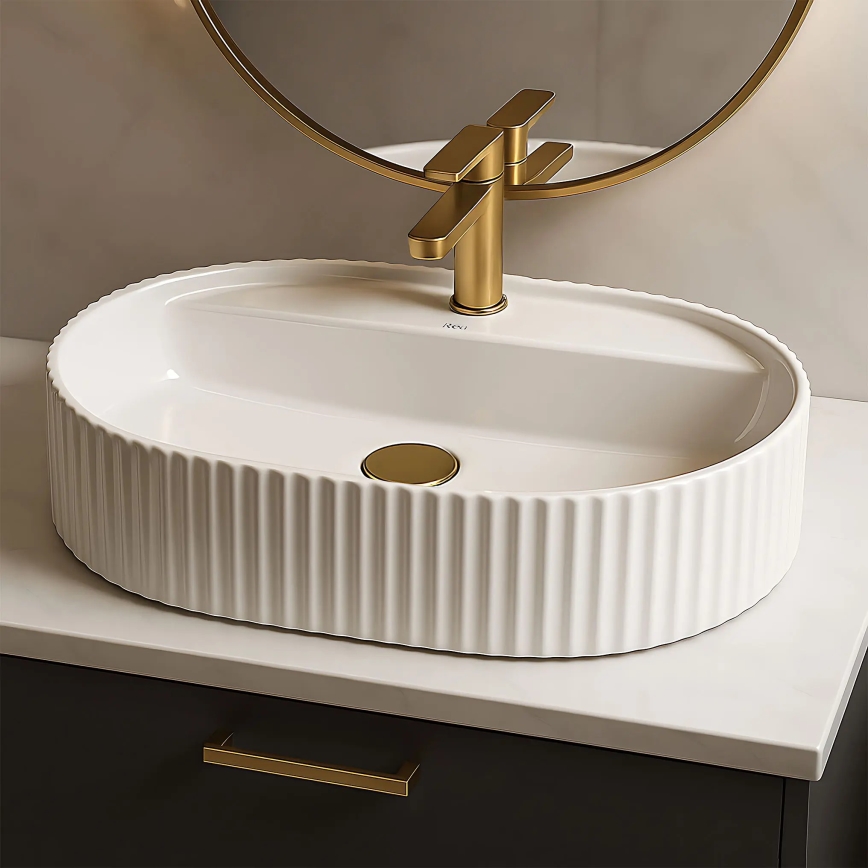 REA-U4002 - Countertop washbasin MARCELA 37x60 cm ceramic/glossy white