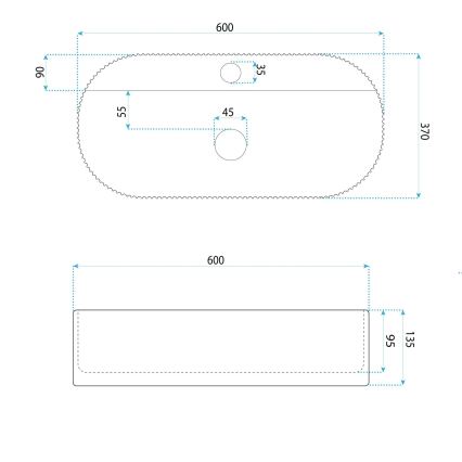 REA-U4002 - Countertop washbasin MARCELA 37x60 cm ceramic/glossy white