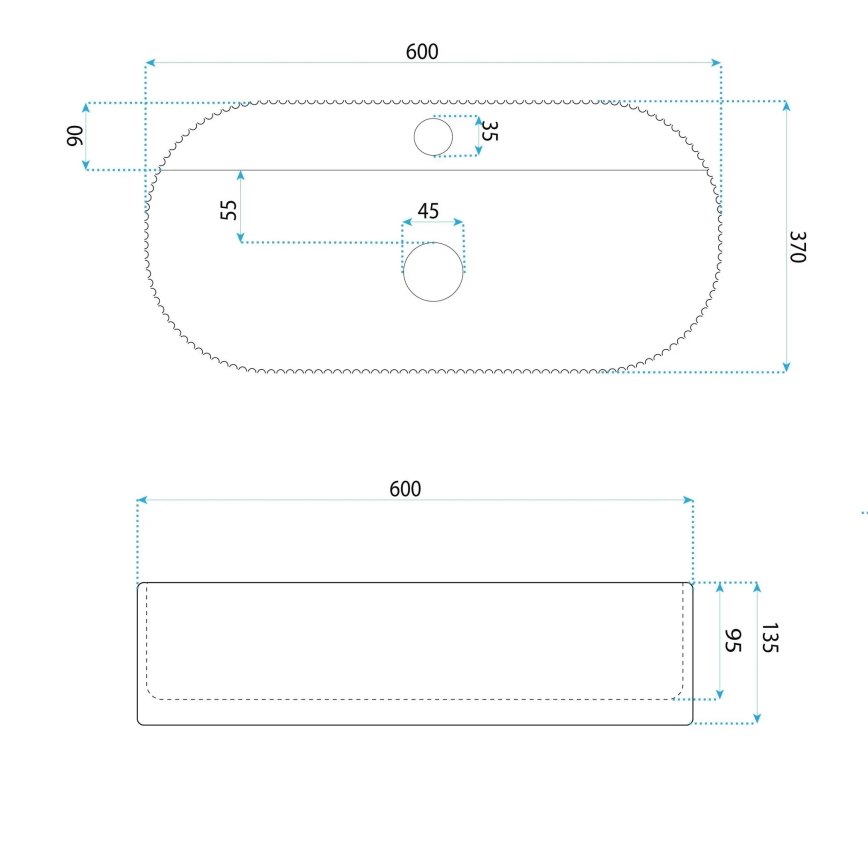 REA-U4002 - Countertop washbasin MARCELA 37x60 cm ceramic/glossy white