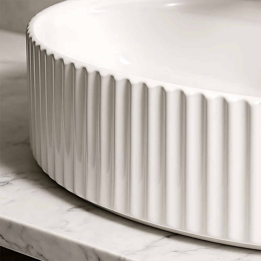 REA-U4003 - MARCELA Countertop Washbasin 35.5 × 50 cm, ceramic / glossy white