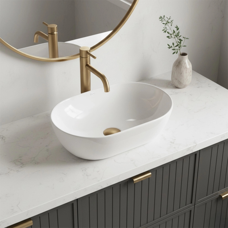 REA-U4330 - AMELIA Countertop Washbasin 31 x 45 cm, Ceramic / Glossy White