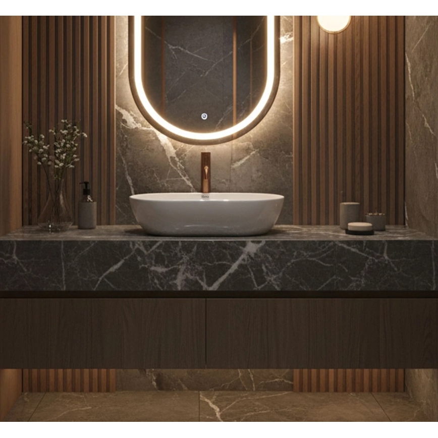 REA-U4331 - AMELIA Countertop Basin 32.5 x 52 cm, Ceramic / Glossy White