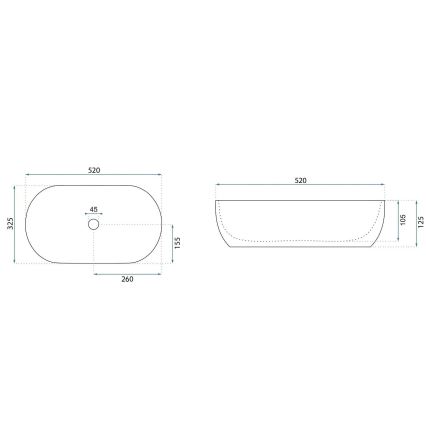 REA-U4331 - AMELIA Countertop Basin 32.5 x 52 cm, Ceramic / Glossy White