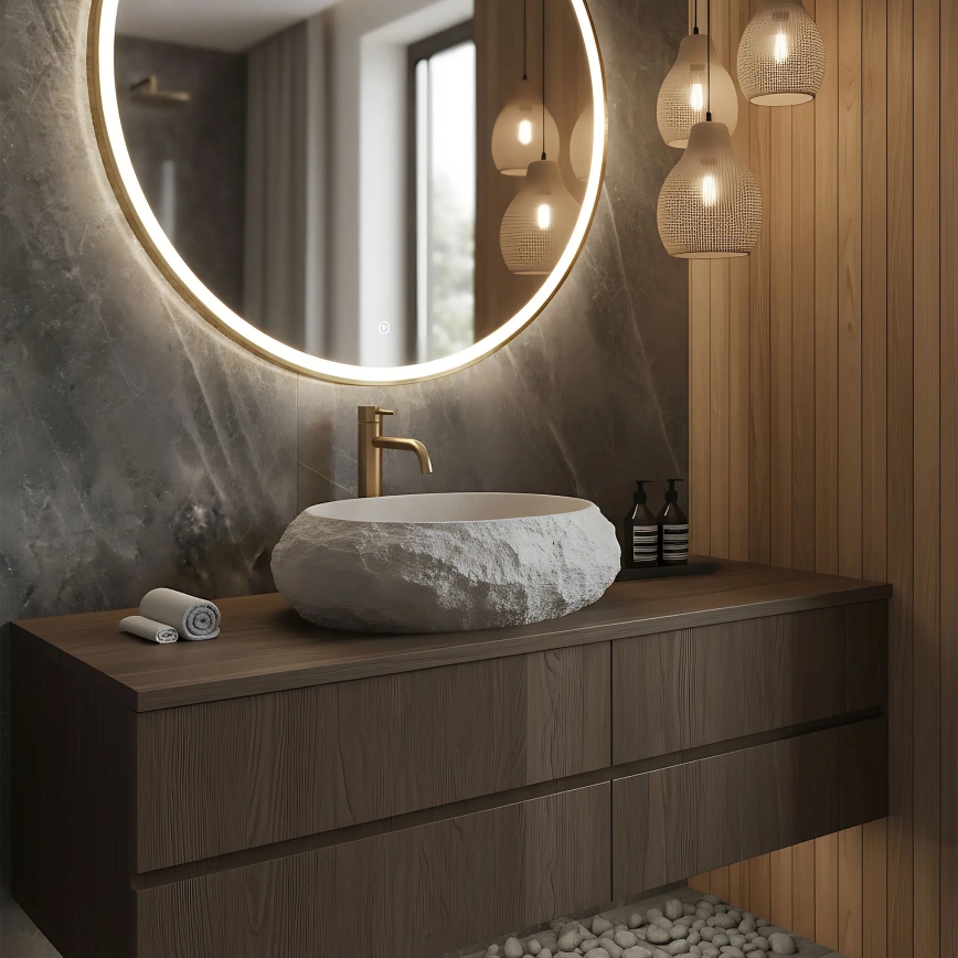 REA-U4332 - Countertop basin MIKA 38x50 cm beige/grey/stone effect