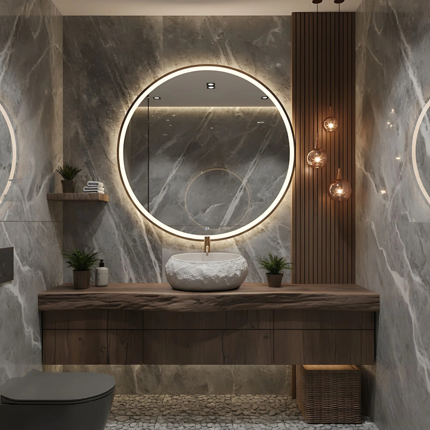 REA-U4332 - Countertop basin MIKA 38x50 cm beige/grey/stone effect