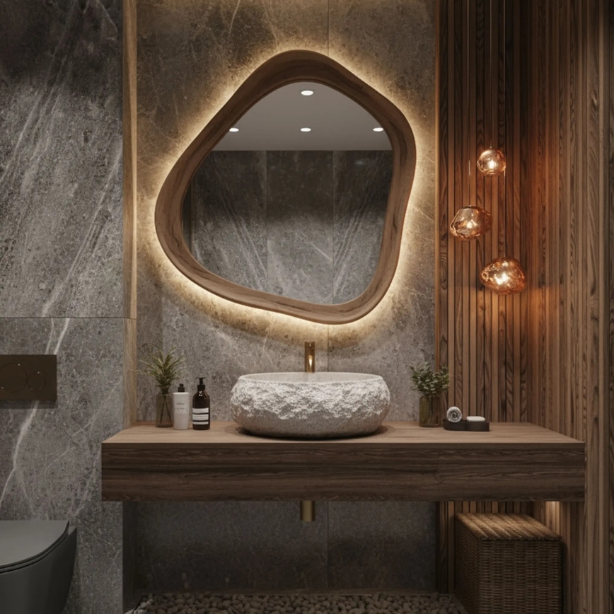 REA-U4332 - Countertop basin MIKA 38x50 cm beige/grey/stone effect