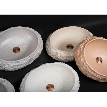 REA-U4332 - Countertop basin MIKA 38x50 cm beige/grey/stone effect