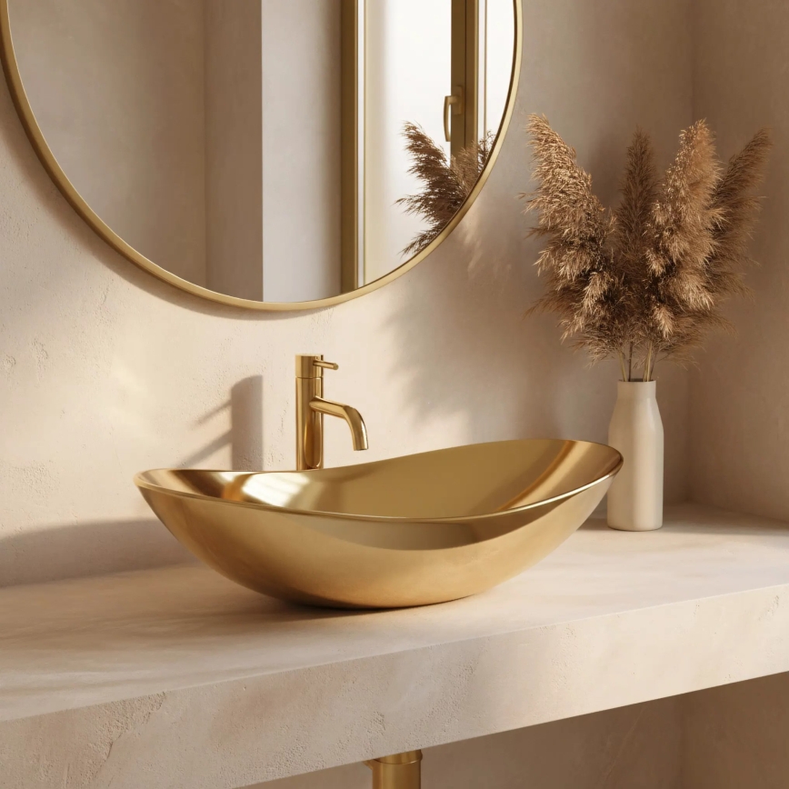 REA-U4545 - ROYAL Countertop Basin 36 x 60.5 cm ceramic/gold