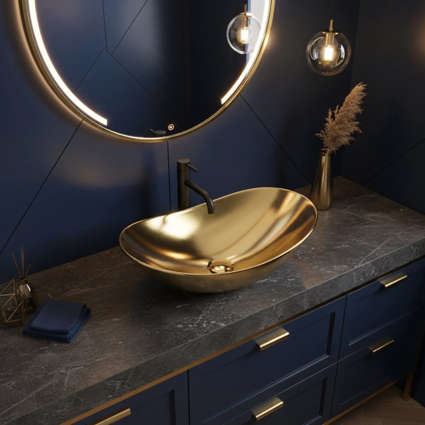 REA-U4545 - ROYAL Countertop Basin 36 x 60.5 cm ceramic/gold