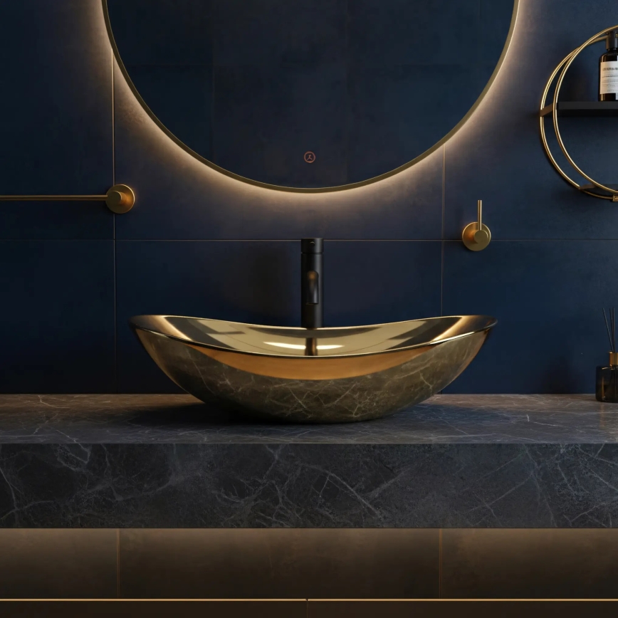 REA-U4545 - ROYAL Countertop Basin 36 x 60.5 cm ceramic/gold