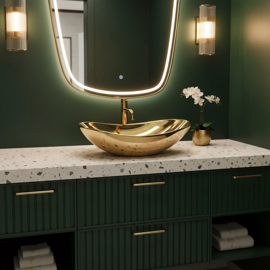 REA-U4545 - ROYAL Countertop Basin 36 x 60.5 cm ceramic/gold