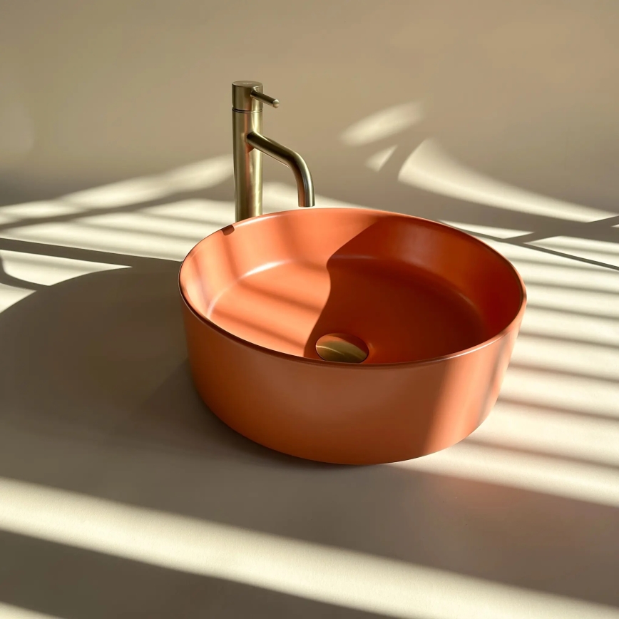 REA-U4566 - SAMI Countertop Washbasin Ø 37 cm Ceramic / Matte Orange
