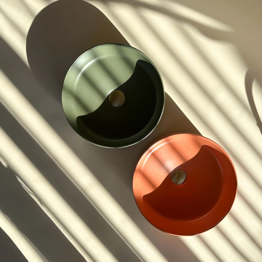 REA-U4566 - SAMI Countertop Washbasin Ø 37 cm Ceramic / Matte Orange