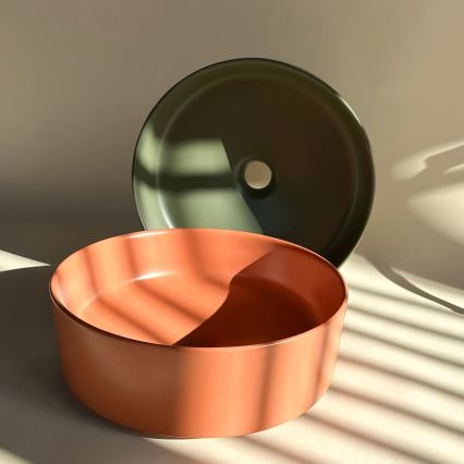 REA-U4566 - SAMI Countertop Washbasin Ø 37 cm Ceramic / Matte Orange
